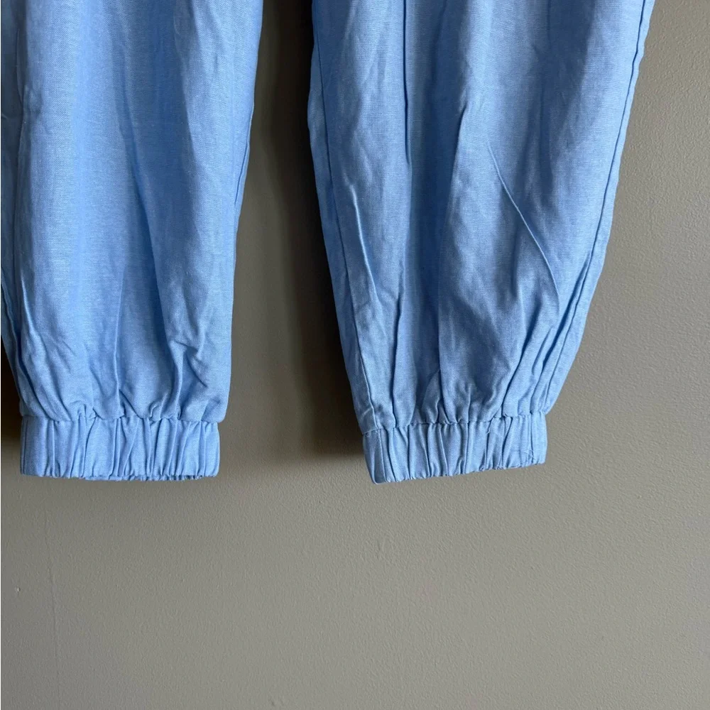 NWT Serra Blue Linen Elastic Waistband Jogger Pants - Picture 3 of 10